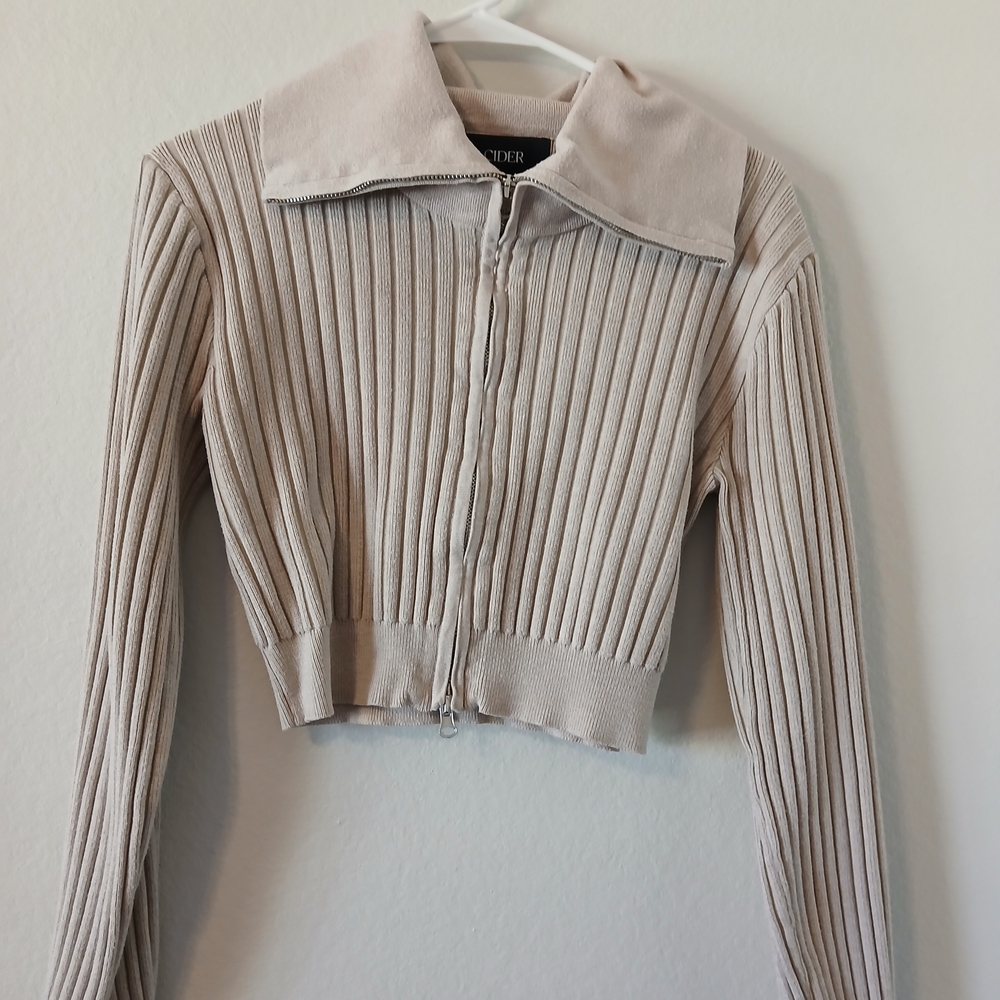 Cider Beige Ribbed Sweater Set